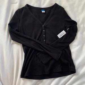 XS old navy black long sleeve top with buttons